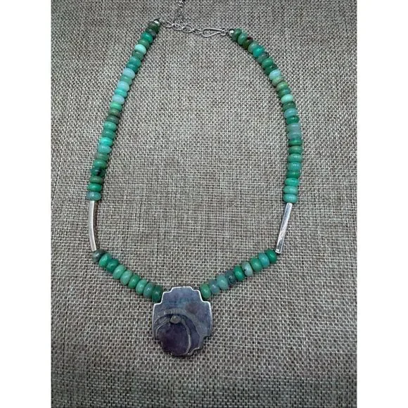 Jay King Green Gemstone & Sterling Silver Beaded Necklace - Picture 4 of 8
